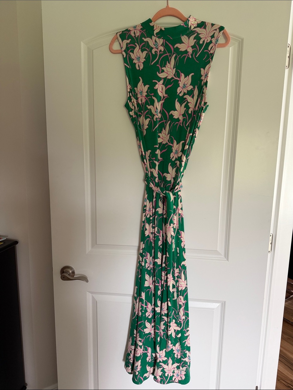 ME & EM Green Floral Sleeveless Maxi Dress with Tie Waist